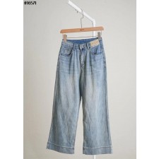 미*** 플라워 자수 로고 와이드 데님 팬츠