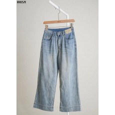 미*** 플라워 자수 로고 와이드 데님 팬츠