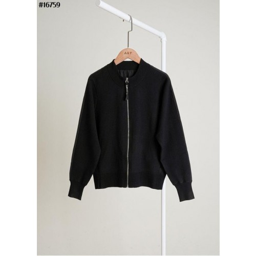 랑* 골프웨어 울 블렌드 텍스처 블록 블루종 점퍼