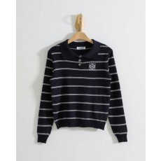 로** 스트라이프 카라 니트