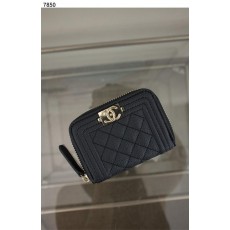 샤* 클래식 보이 지퍼 퀼팅 카드지갑 캐비어