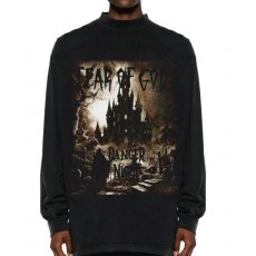 피**** FOG ESSENTIALS 다크캐슬 슬로건 로고 프린트 워싱 티셔츠