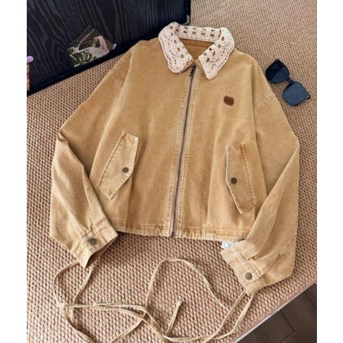 로** 25 무드 더블 칼라 자수로고 워싱 자켓  수입