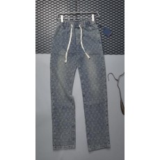 루* 로고 자가드 밴딩 워싱데님 와이드핏 수입풀(남녀공용)