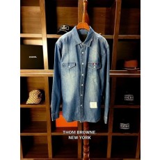 톰* 클래식 whale 라인 시그니쳐 투포켓 워싱 연청데님셔츠