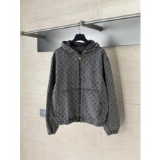 루* 전판로고 후드 데님 자켓