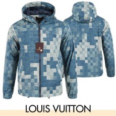 루* 블루 체커보드 윈드 자켓