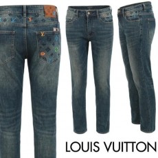 루* 컬러 자수 워싱 슬림 일자진