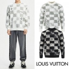 루* 다미에 자가드 모헤어 니트