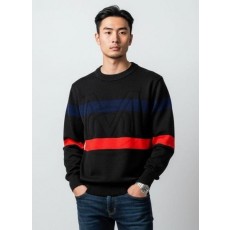 암로고 컬러 자카드 라운드 니트수입최고급(남녀공용)