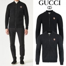 구* 골드스틸 레더 램스울 니트 집업