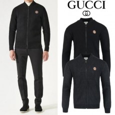 구* 골드스틸 레더 램스울 니트 집업