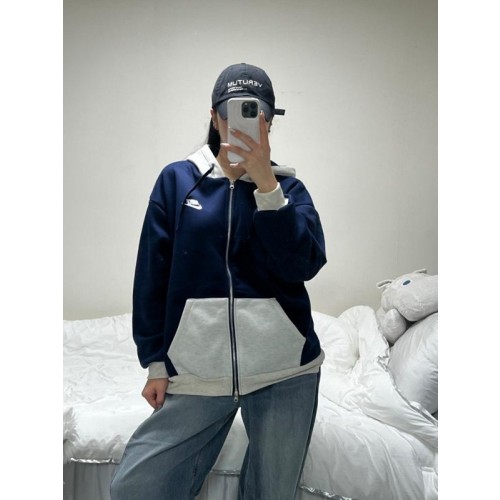 나** 기모 배색 후드집업