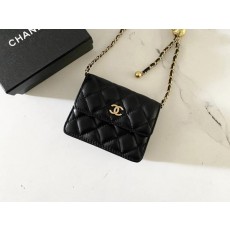 샤* 체인 미니백 램스킨  골드 메탈 블랙