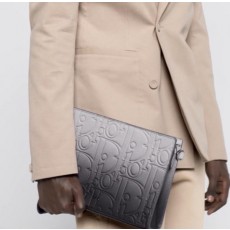 디* A5 트라이앵글 파우치 그레비티 레더 그레이 Di*r Gravity 가죽 풀박스