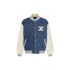 셀** B11 트리오페 워싱 데님 바시티 자켓