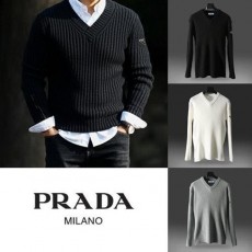 프** 솔리드 골지 브이넥 니트