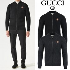 구* 골드스틸 레더 램스울 니트 집업