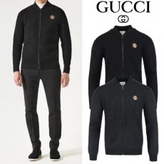 구* 골드스틸 레더 램스울 니트 집업