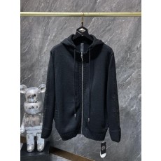 크* 가죽패치 니트 후드 집업