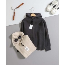 C* 컴퍼니 고글 후드 니트 풀 집업