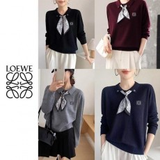 로** 스카프 타이 카라긴팔니트