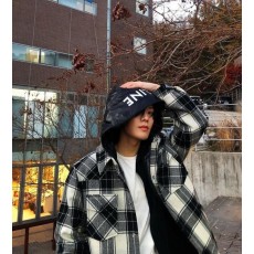 셀** 울 모직 체크 패딩 셔츠자켓