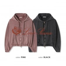 로* 피아나 유니섹스 피그먼트 크롭 후디자켓