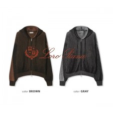 로* 피아나 유니섹스배색 후디 니트 자켓