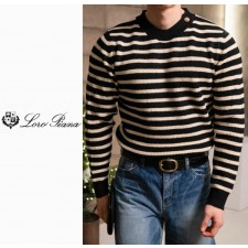 로* 피아나 최고급 스트라이프 견장니트