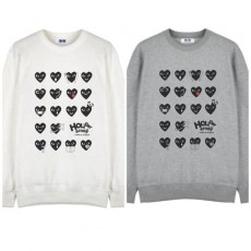 꼼* Houday emoji 블랙하트 맨투맨