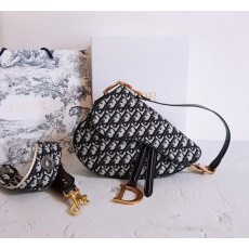 디* 고급 오블리크 클래식 다크 네이비 미듐 새들백