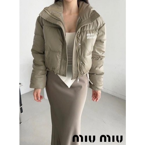 미*** 크롭 레더 하이넥 숏 패딩점퍼