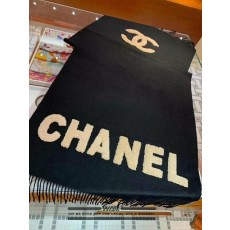 샤* 캐시미어 베이직 로고 블랙 숄