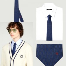 구* 기하학적 실크 자카드 넥타이