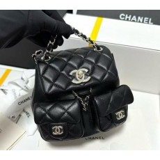 샤* 백팩 그레인드 샤이니 카프스킨  골드 메탈 블랙