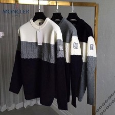 감마블루 3단배색 꽈배기 니트