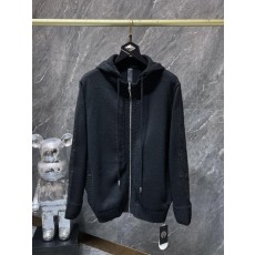 크* 가죽패치 니트 후드 집업