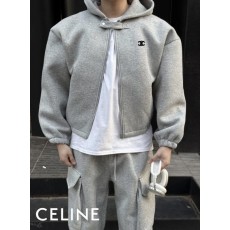 셀** 자수 네오프렌 버튼넥 후드집업