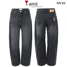 아* 안기모 블랙 벌룬와이드 솔트워싱 팬츠